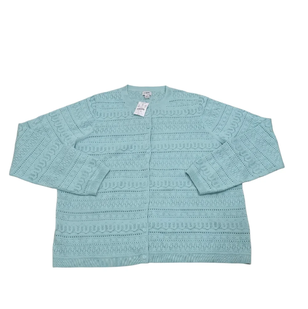 J.Crew Pointellle Cardigan Sweater In Light Aqua